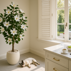 Magnolia deluxe - flowering  1.75m wh-grn - artificial plants, flowers & trees - image 3