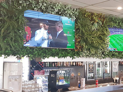 Artificial Green Walls with multi-TV screens in Sports Bar...