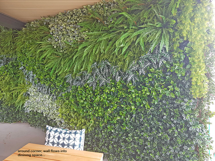Artificial Green Walls installed over mixture of surfaces & angles to create a seamless flow... image 7