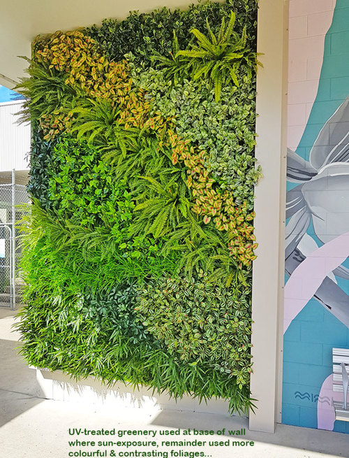 Shopping Mall Entrance finished-off with artificial Green-Wall...