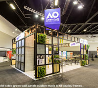 Double-sided green-wall panels custom made to fit display frames...