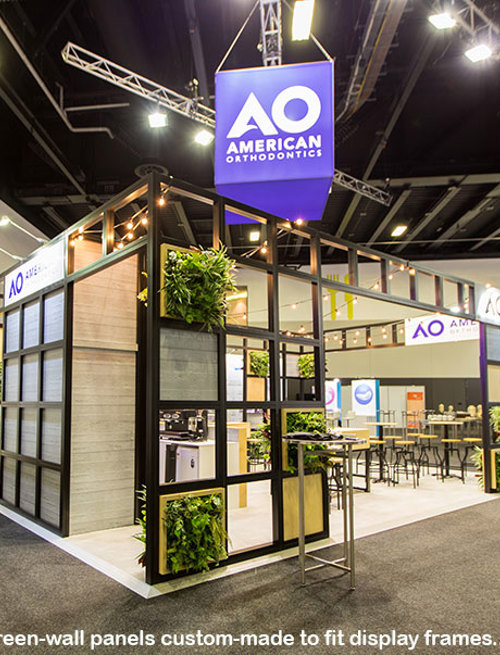 Double-sided green-wall panels custom made to fit display frames...