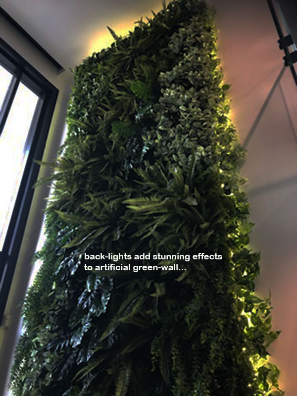 Back-lights add 'cool mood' to tall green-wall in lobby... image 10