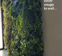 Back-lights add 'cool mood' to tall green-wall in lobby...