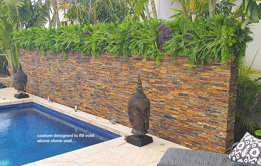 Artificial Green Wall finishes off pool side stone-wall... image 5