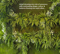 Mossy plant-wall gives softening 'green-touch' to modern restaurant/bar...