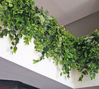 Easy-way to add greenery to a bare wall- resort foyer gets a 'green-hello'