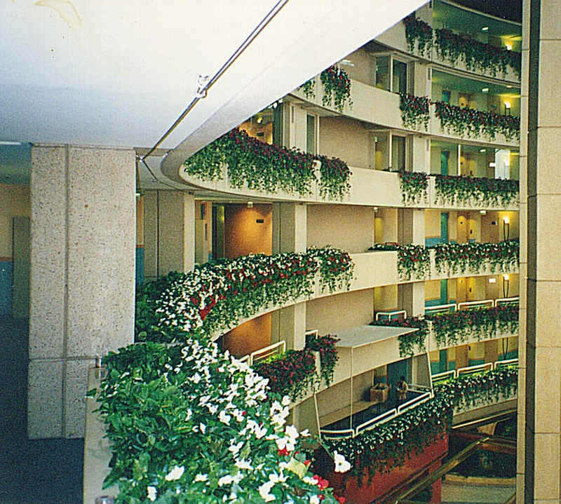 internal balcony planters in large casino