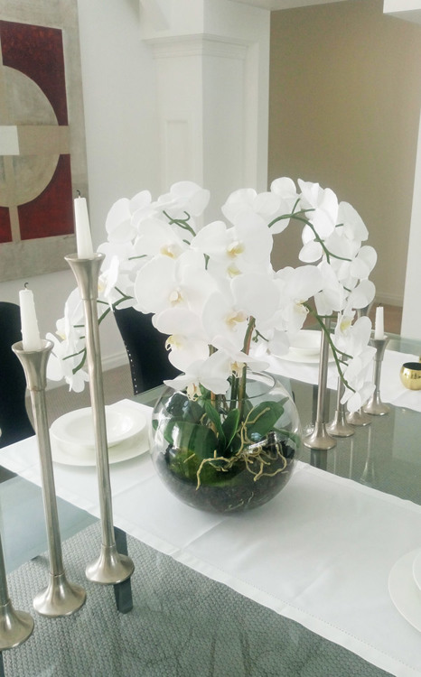 Articial Plants - Orchid in Glass Bowls