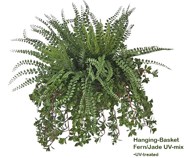 Articial Plants - Hanging Baskets- UV-Fern/Jade - large