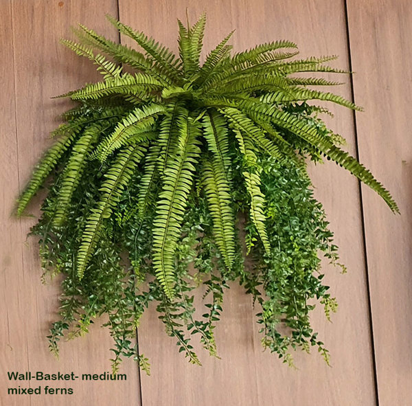 Articial Plants - Wall-Baskets Mixed Ferns- med