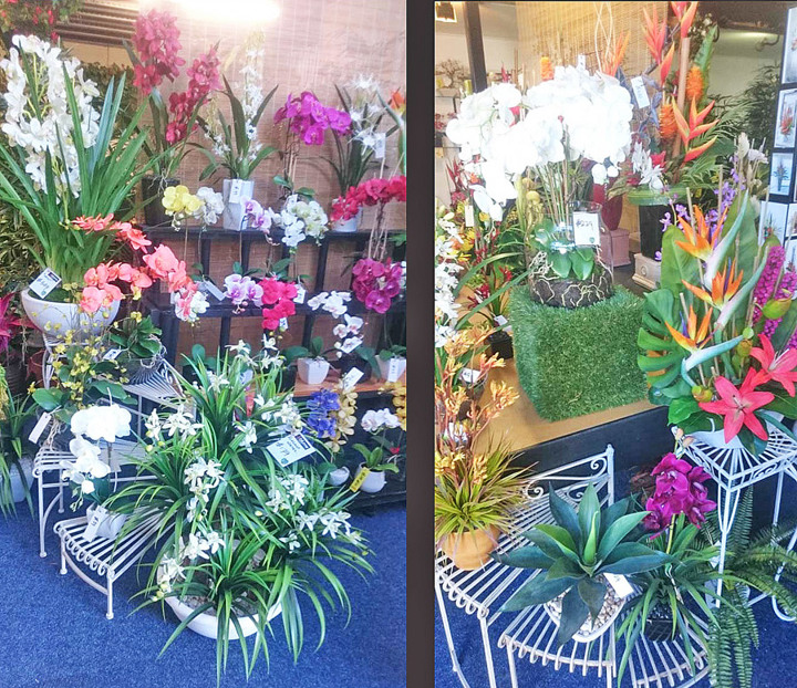 artificial flowers, orchids, and plants