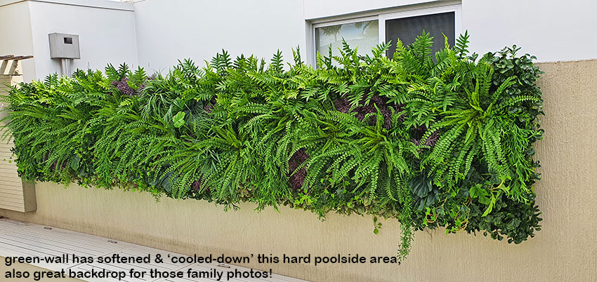 pool-side artificial green-wall