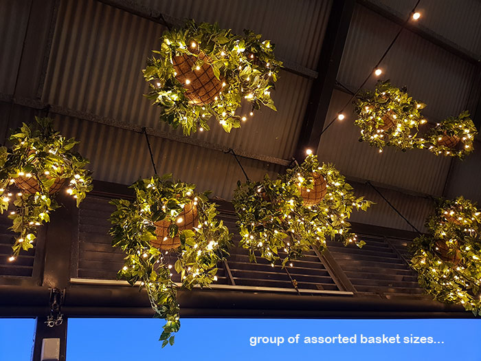 Hanging-Baskets with lights brighten up marina restaurant... image 3