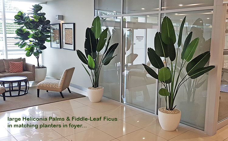 matching planters in reception foyer
