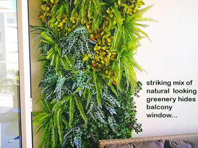 Artificial Green Wall to hide an unwanted balcony window...