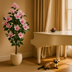 Magnolia deluxe - flowering  1.75m wh-pk - artificial plants, flowers & trees - image 3