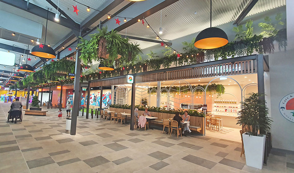 New Shopping Precinct's effective use of overhead Greenery...