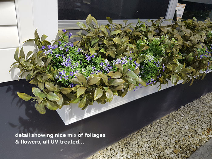 UV-treated artificial plants dress-up commercial building facade...