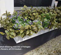 UV-treated artificial plants dress-up commercial building facade...