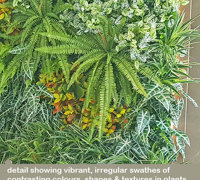 artificial plants are solution for tranquil Foyer Fountain setting...