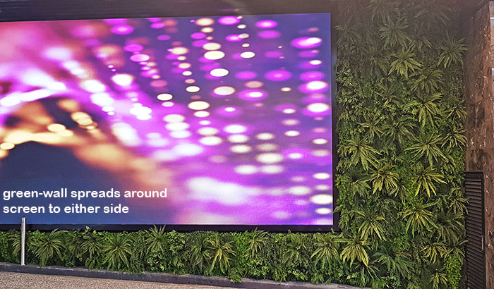 Artificial Green Walls turn concrete canyon into a porte cochere
