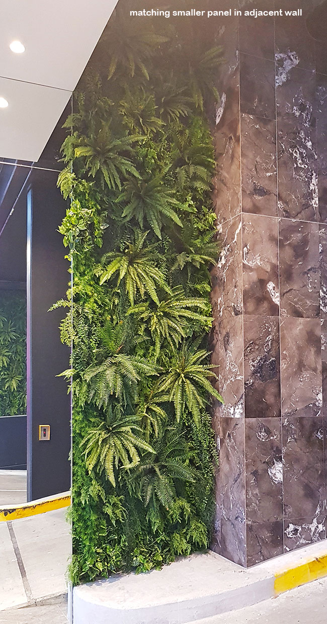 Artificial Green Walls turn concrete canyon into a porte cochere