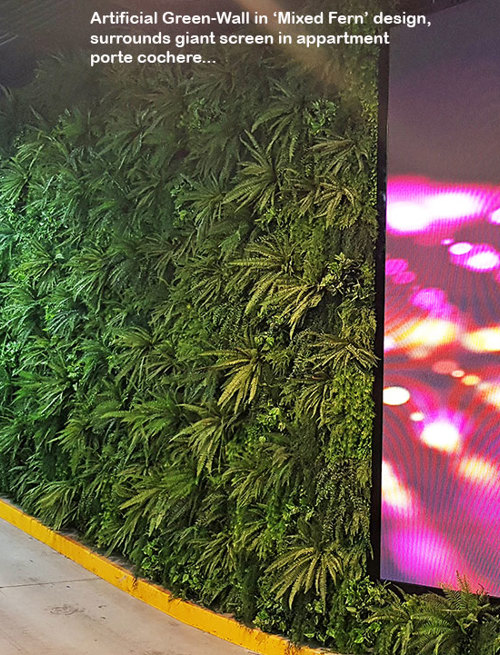 Artificial Green Walls turn concrete canyon into a porte cochere
