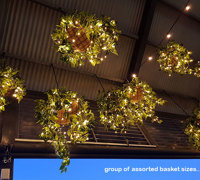 Hanging-Baskets with lights brighten up marina restaurant...