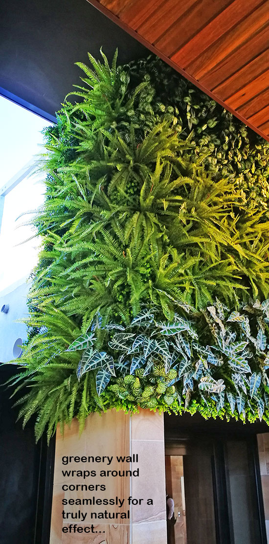 Artificial Green Wall flows seamlessly from outdoors into club foyer