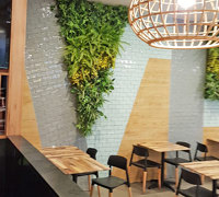 Custom-sized to fit architecture, artificial green-walls are cool!