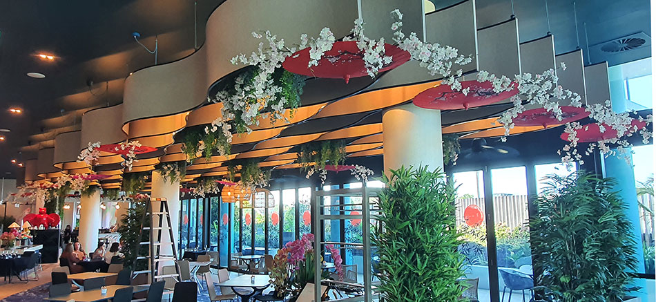 Greenery enhances Restaurant theme...