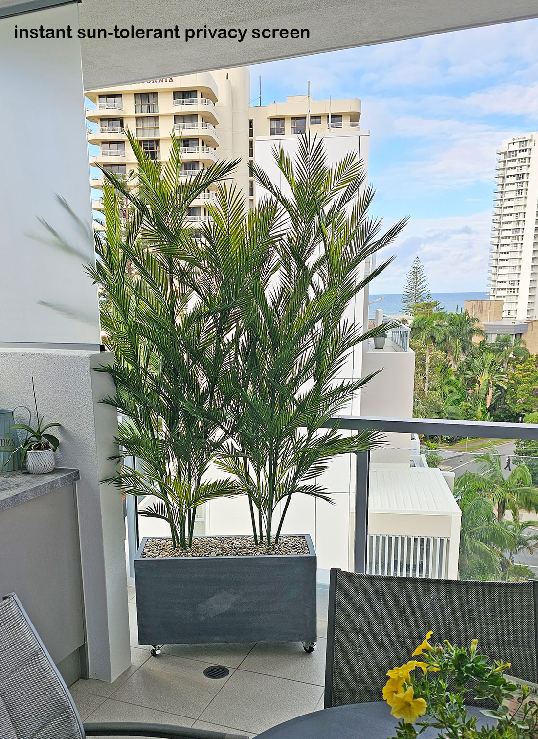 Trough Planters- with UV Parlour Palms 1.8m tall