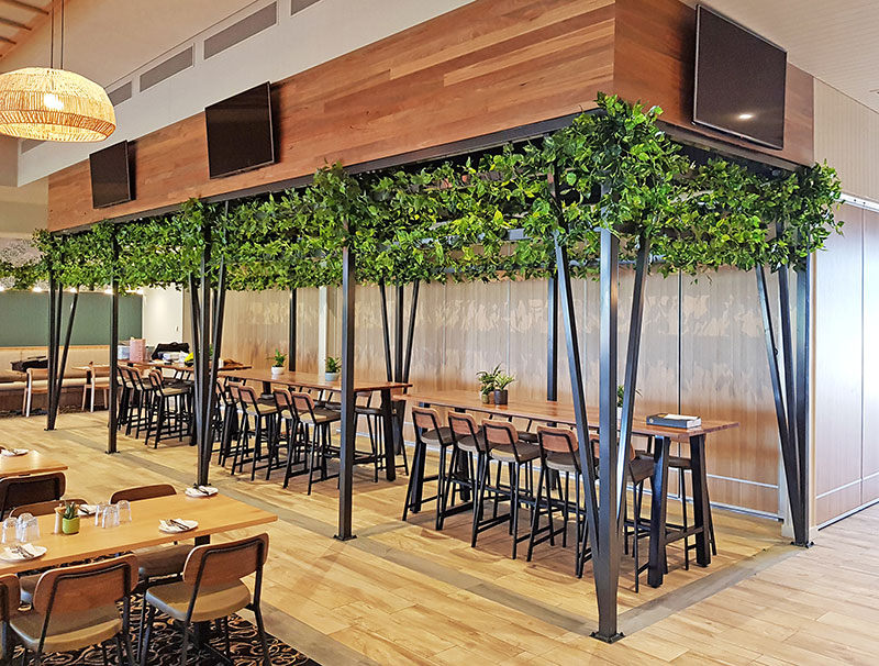New Tavern uses artificial greenery- lots!