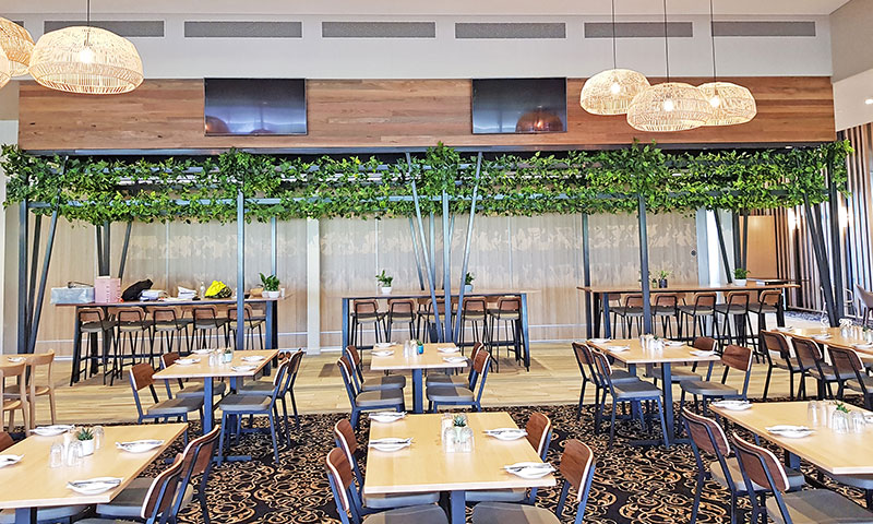New Tavern uses artificial greenery- lots!