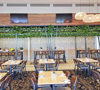 New Tavern uses artificial greenery- lots!