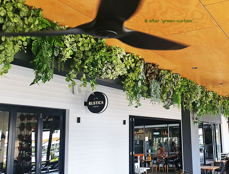 Very latest artificial greenery ideas used to lift Shopping Cnt Dining Precinct...