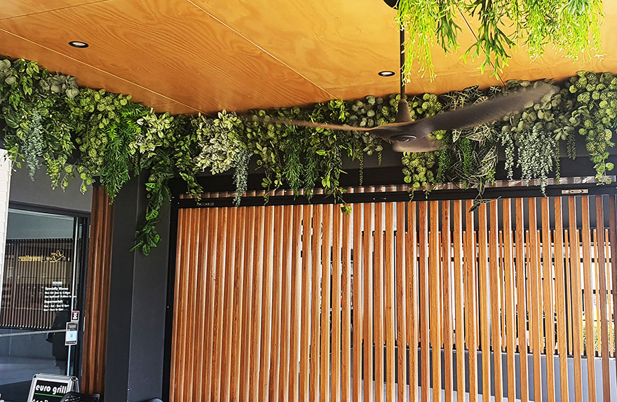 Very latest artificial greenery ideas used to lift Shopping Cnt Dining Precinct...