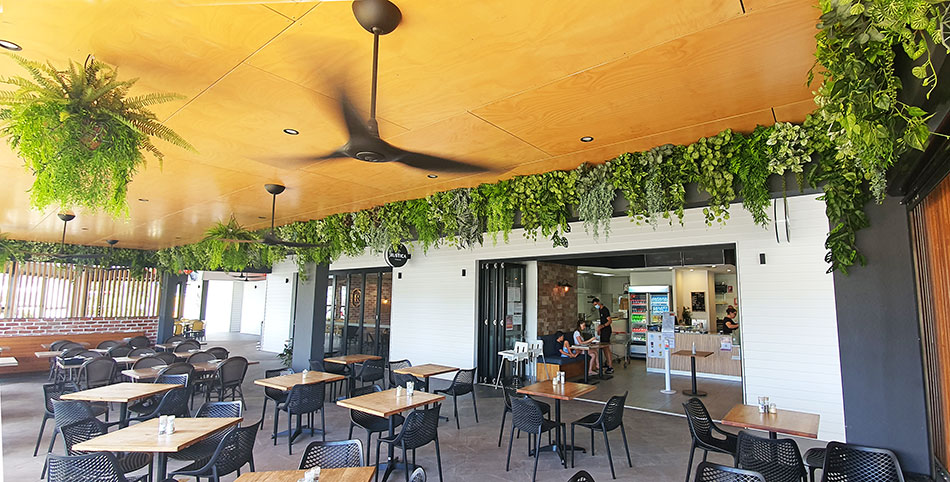 Very latest artificial greenery ideas used to lift Shopping Cnt Dining Precinct...