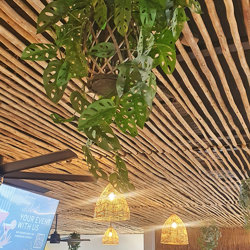 Hanging Cane Lantern- Monstera med - artificial plants, flowers & trees - image 2