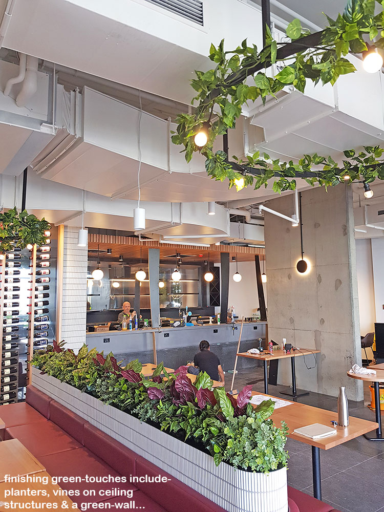 Finishing 'green-touches' to well-designed inner city bar...