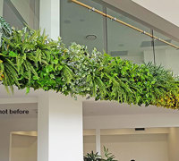Long Green-Wall softens & brightens-up modern sales office...