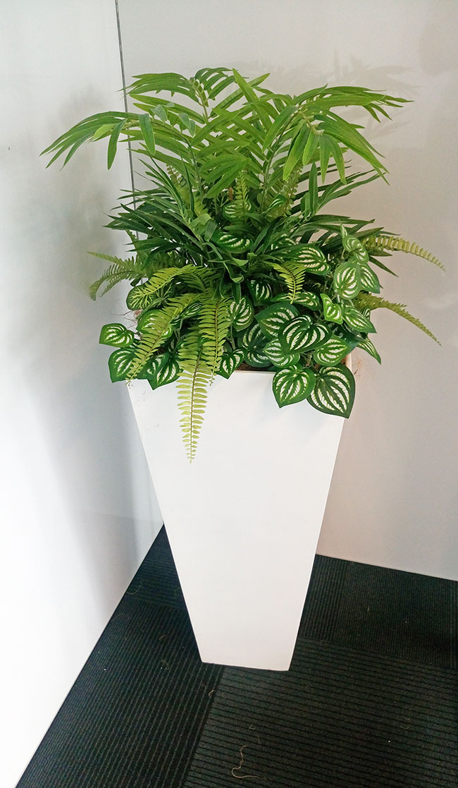 Assorted office planters with matching greenery mixes... image 3