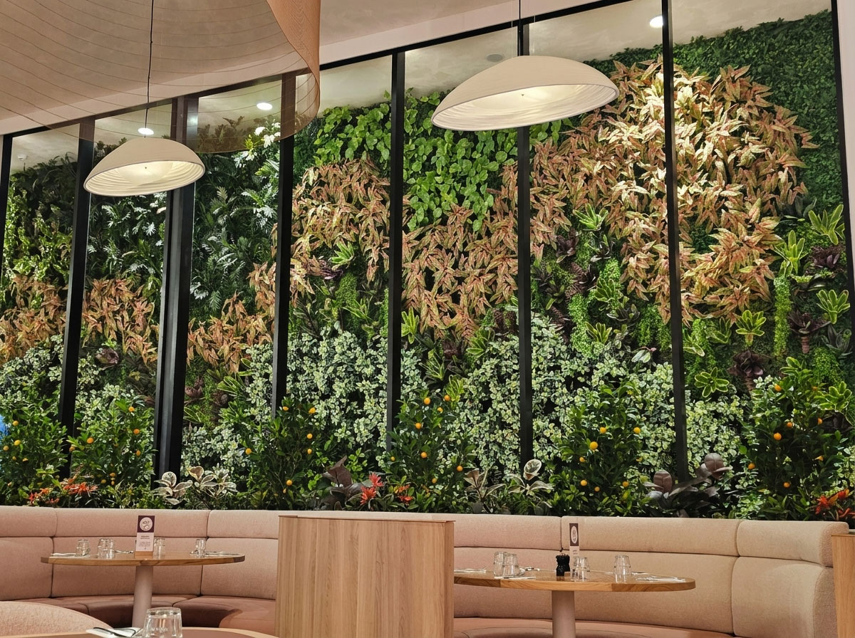 A colourful green-wall to match decor