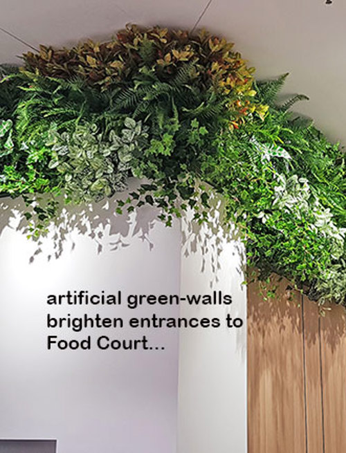 Artificial Green Walls brighten up Food Court entrance in Shopping Mall...