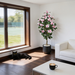 Magnolia deluxe - flowering  1.5m wh-pk  - artificial plants, flowers & trees - image 4
