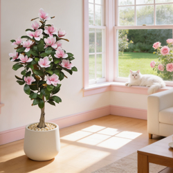 Magnolia deluxe - flowering  1.5m wh-pk  - artificial plants, flowers & trees - image 3