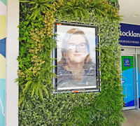 Shopping Mall Entrance finished-off with artificial Green-Wall...