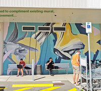 Shopping Mall Entrance finished-off with artificial Green-Wall...