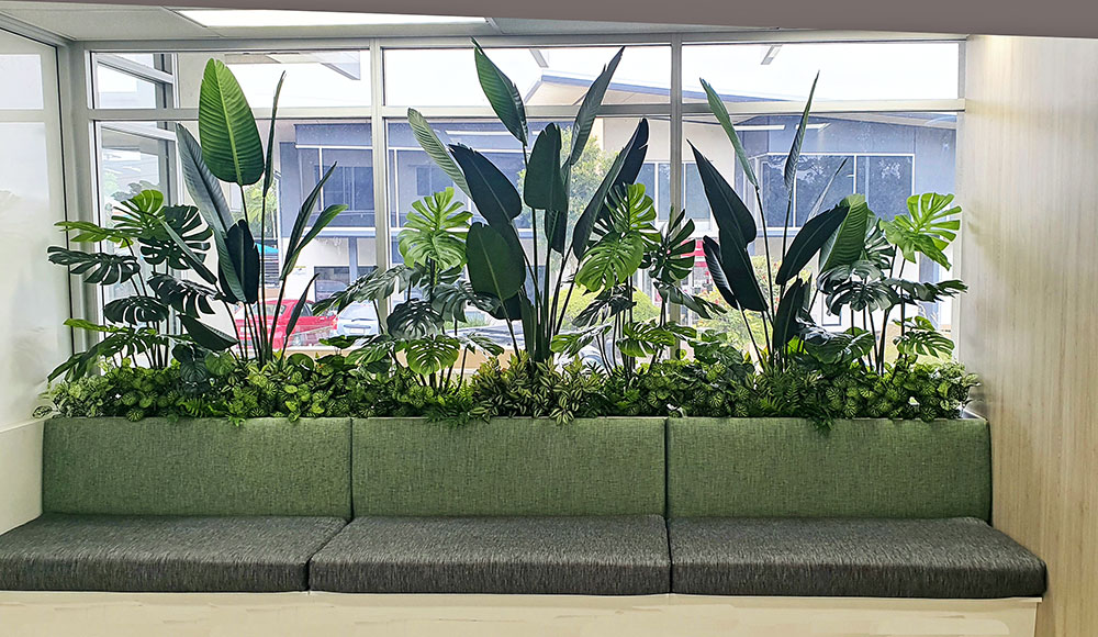 back-drop of greenery for Client waiting area.